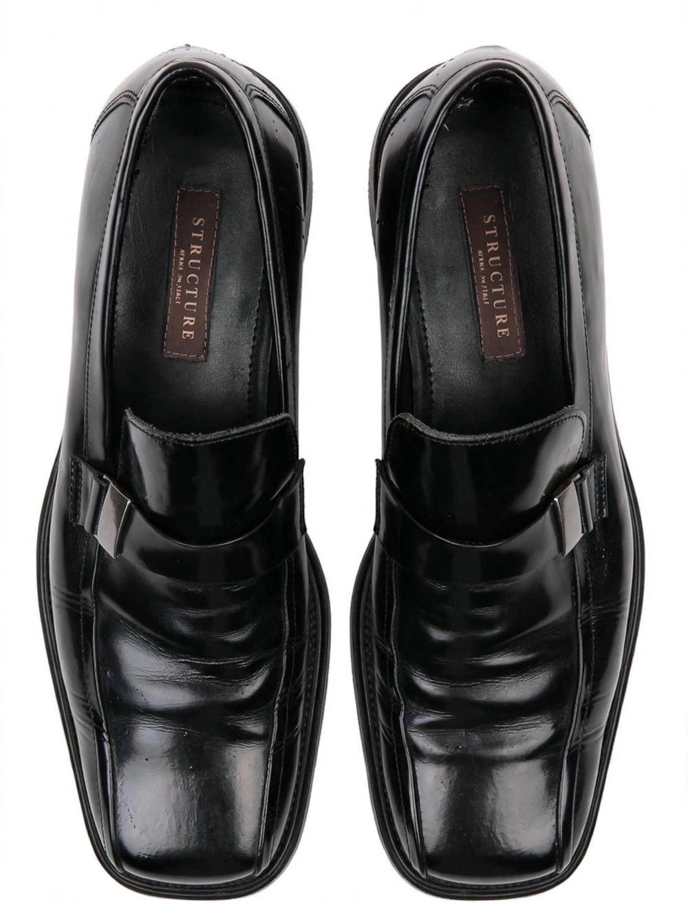 Structure mens black Vera Gomma dress shoes size 13 leather made in Italy